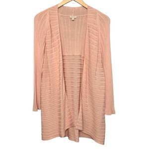Talbots Ribbed Open Cardigan Flyaway Sweater Pale Pink Peach Size Petite…